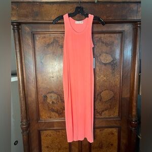 NWT Electric & Rose- Racer Back Ribbed tank Dress in Neon Pink. Size M.